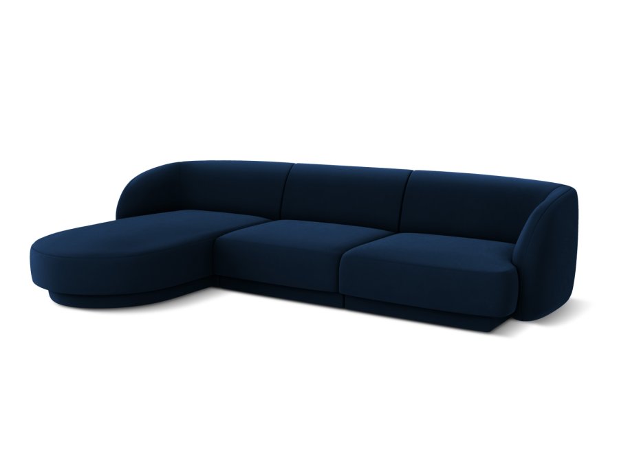 MICADONI Miley hjrnesofa, venstre, 4 sder - bl fljl og sort plast