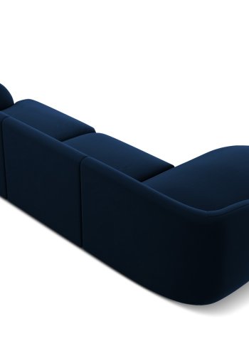 MICADONI Miley hjrnesofa, venstre, 4 sder - bl fljl og sort plast
