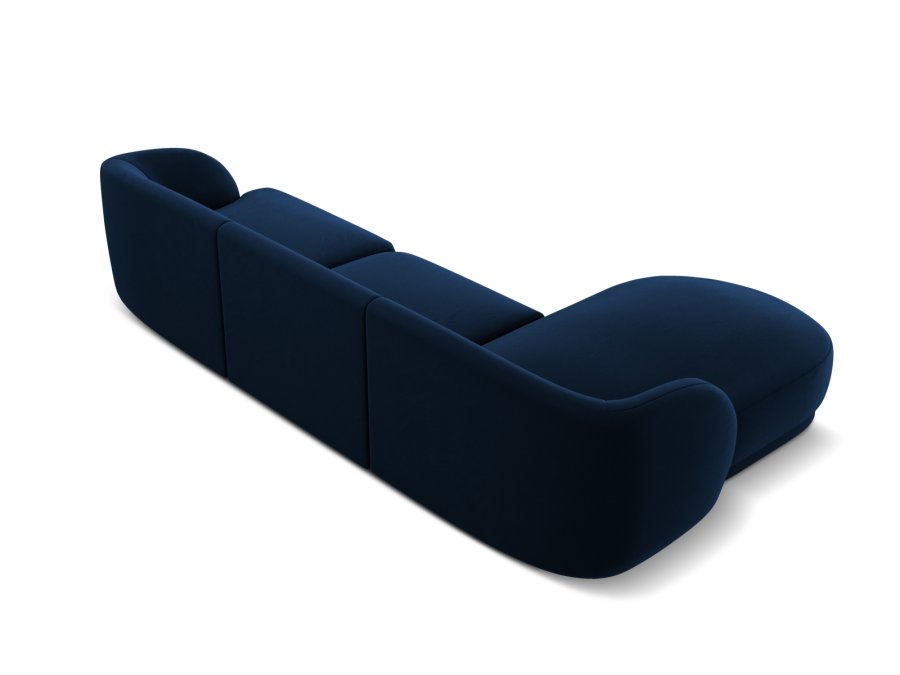 MICADONI Miley hjrnesofa, venstre, 4 sder - bl fljl og sort plast