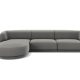 MICADONI Miley hjrnesofa, venstre, 4 sder - gr fljl og sort plast