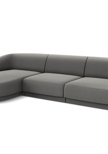 MICADONI Miley hjrnesofa, venstre, 4 sder - gr fljl og sort plast