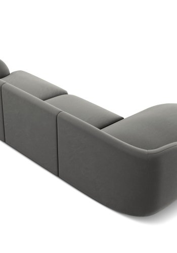 MICADONI Miley hjrnesofa, venstre, 4 sder - gr fljl og sort plast