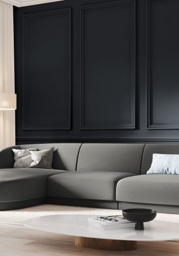 MICADONI Miley hjrnesofa, venstre, 4 sder - gr fljl og sort plast