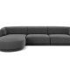MICADONI Miley hjrnesofa, venstre, 4 sder - gr fljl og sort plast