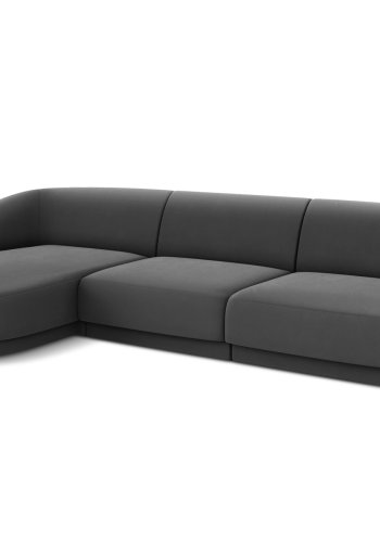 MICADONI Miley hjrnesofa, venstre, 4 sder - gr fljl og sort plast