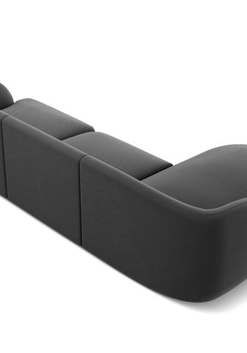 MICADONI Miley hjrnesofa, venstre, 4 sder - gr fljl og sort plast