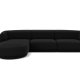 MICADONI Miley hjrnesofa, venstre, 4 sder - sort fljl og sort plast