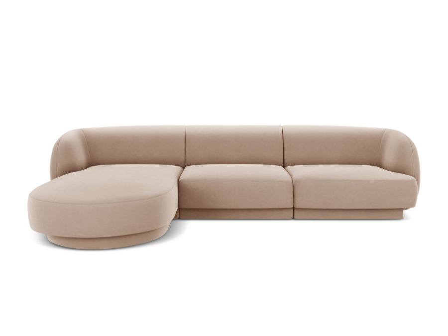 MICADONI Miley hjrnesofa, venstre, 4 sder - brun fljl og sort plast