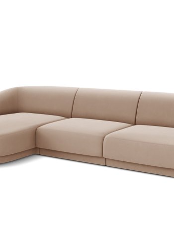MICADONI Miley hjrnesofa, venstre, 4 sder - brun fljl og sort plast
