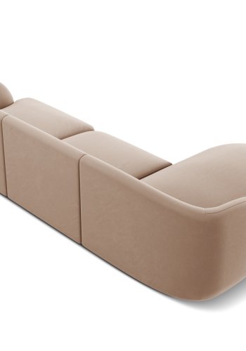 MICADONI Miley hjrnesofa, venstre, 4 sder - brun fljl og sort plast