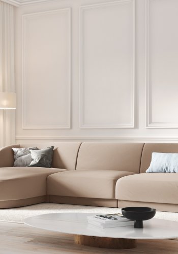 MICADONI Miley hjrnesofa, venstre, 4 sder - brun fljl og sort plast