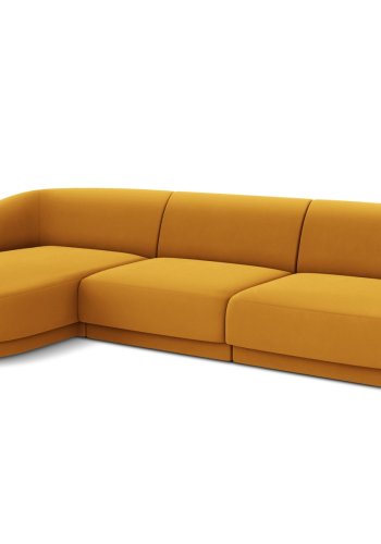 MICADONI Miley hjrnesofa, venstre, 4 sder - gul fljl og sort plast