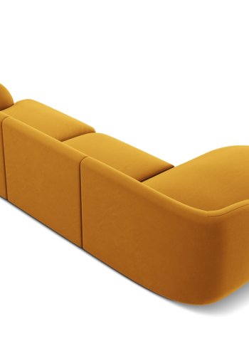 MICADONI Miley hjrnesofa, venstre, 4 sder - gul fljl og sort plast