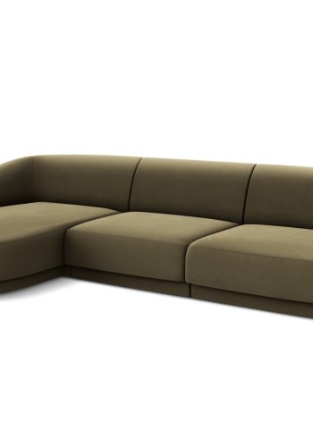 MICADONI Miley hjrnesofa, venstre, 4 sder - grn fljl og sort plast