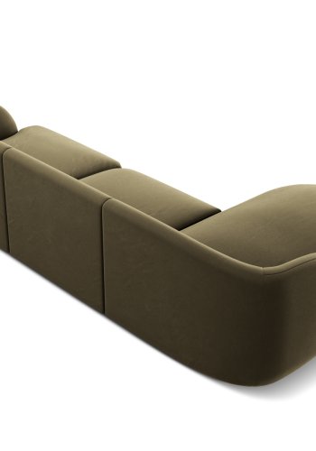 MICADONI Miley hjrnesofa, venstre, 4 sder - grn fljl og sort plast