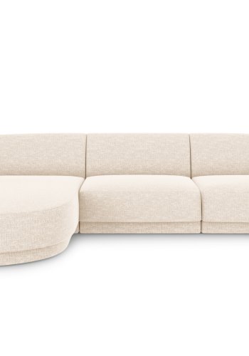 MICADONI Miley hjrnesofa, venstre, 4 sder - beige chenille og sort plast