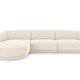 MICADONI Miley hjrnesofa, venstre, 4 sder - beige chenille og sort plast