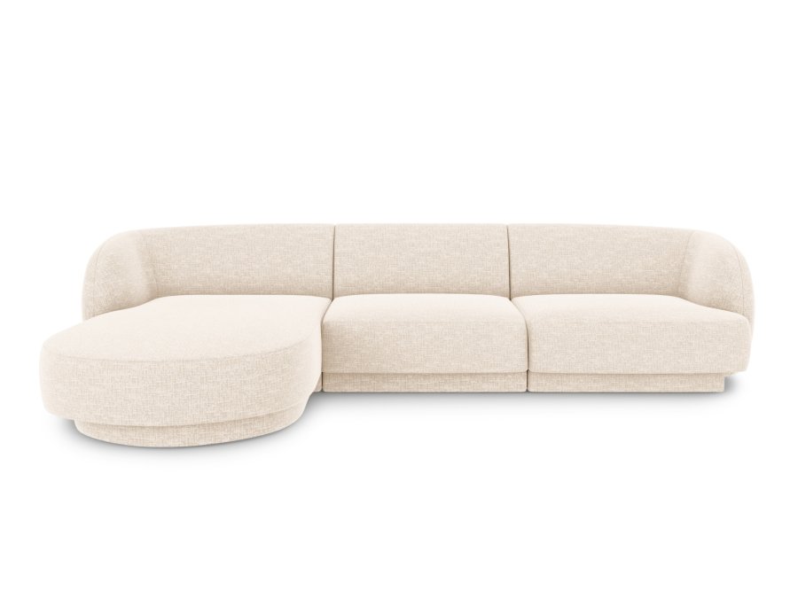 MICADONI Miley hjrnesofa, venstre, 4 sder - beige chenille og sort plast