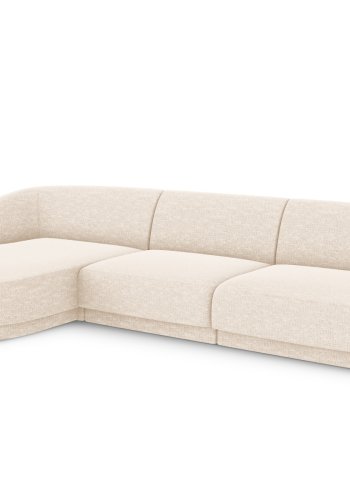 MICADONI Miley hjrnesofa, venstre, 4 sder - beige chenille og sort plast