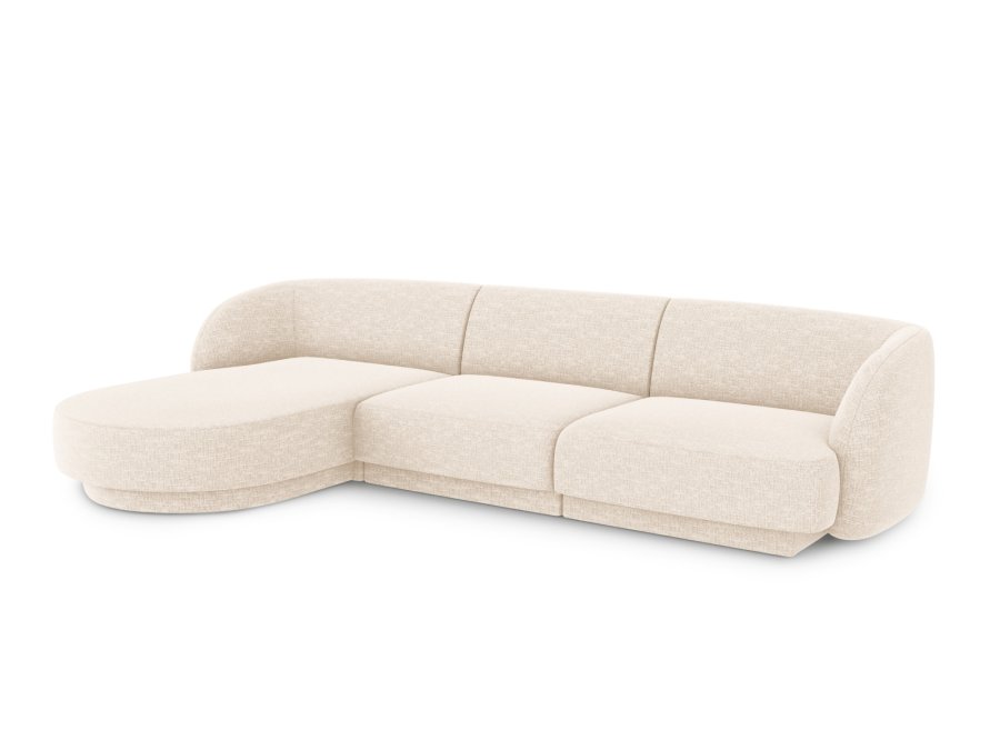 MICADONI Miley hjrnesofa, venstre, 4 sder - beige chenille og sort plast