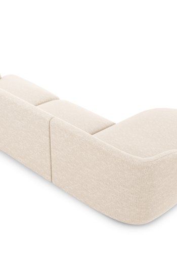 MICADONI Miley hjrnesofa, venstre, 4 sder - beige chenille og sort plast