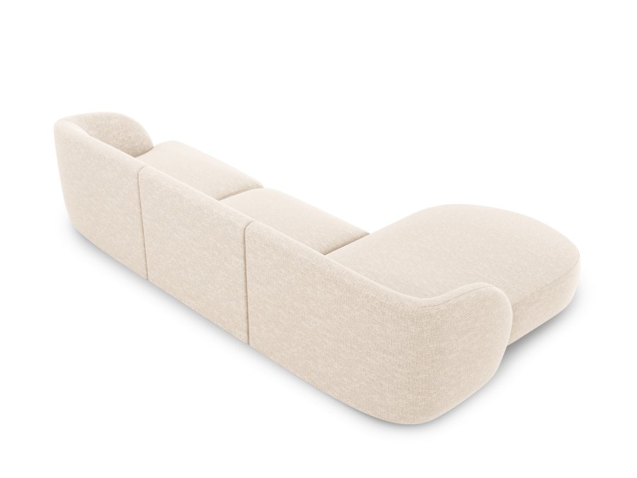 MICADONI Miley hjrnesofa, venstre, 4 sder - beige chenille og sort plast