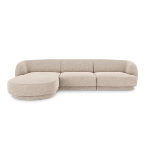 MICADONI Miley hjrnesofa, venstre, 4 sder - beige chenille og sort plast