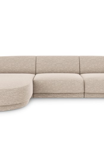 MICADONI Miley hjrnesofa, venstre, 4 sder - beige chenille og sort plast