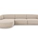 MICADONI Miley hjrnesofa, venstre, 4 sder - beige chenille og sort plast