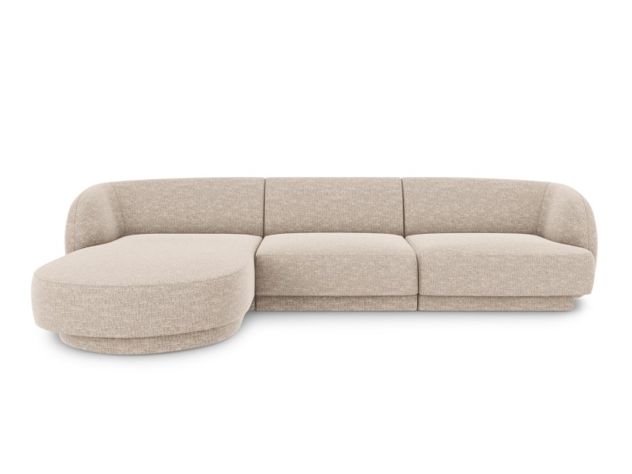 MICADONI Miley hjrnesofa, venstre, 4 sder - beige chenille og sort plast