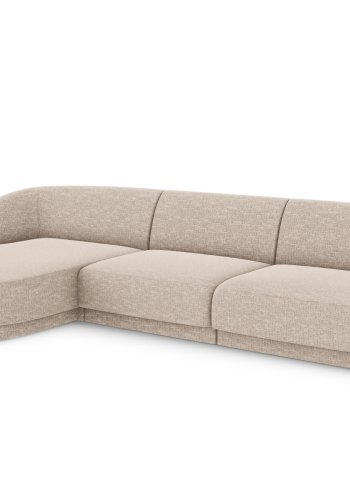 MICADONI Miley hjrnesofa, venstre, 4 sder - beige chenille og sort plast