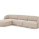 MICADONI Miley hjrnesofa, venstre, 4 sder - beige chenille og sort plast