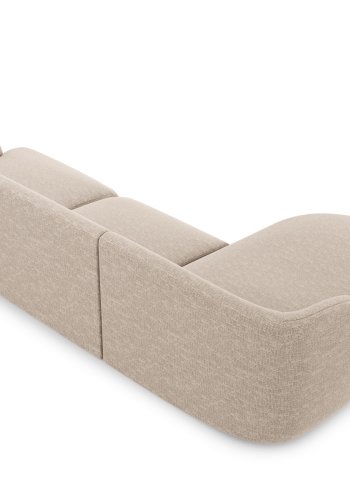 MICADONI Miley hjrnesofa, venstre, 4 sder - beige chenille og sort plast