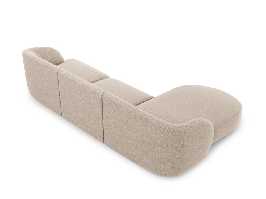 MICADONI Miley hjrnesofa, venstre, 4 sder - beige chenille og sort plast