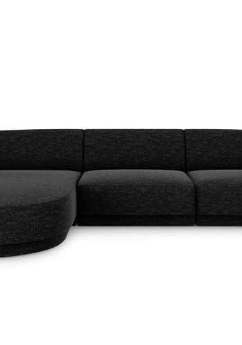 MICADONI Miley hjrnesofa, venstre, 4 sder - sort chenille og sort plast