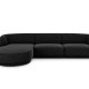 MICADONI Miley hjrnesofa, venstre, 4 sder - sort chenille og sort plast