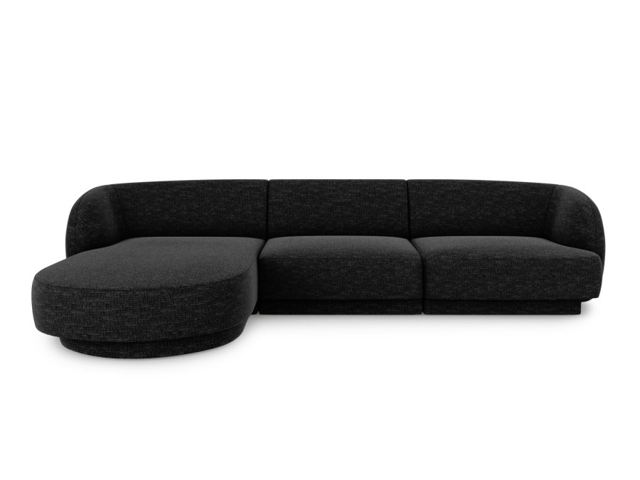 MICADONI Miley hjrnesofa, venstre, 4 sder - sort chenille og sort plast