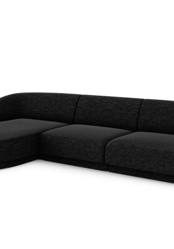 MICADONI Miley hjrnesofa, venstre, 4 sder - sort chenille og sort plast