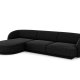 MICADONI Miley hjrnesofa, venstre, 4 sder - sort chenille og sort plast