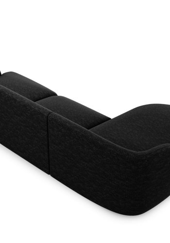 MICADONI Miley hjrnesofa, venstre, 4 sder - sort chenille og sort plast