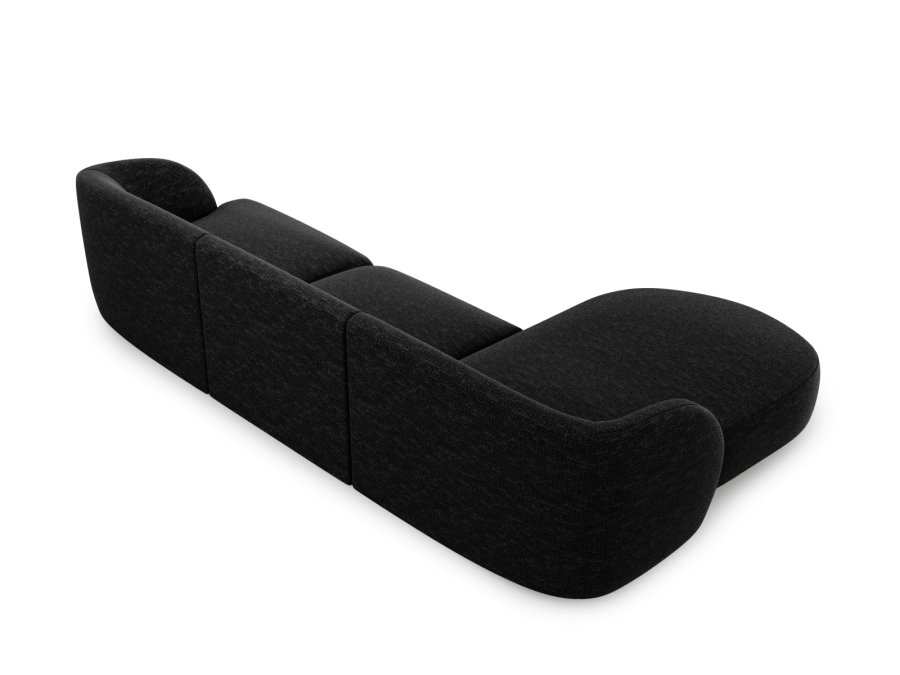 MICADONI Miley hjrnesofa, venstre, 4 sder - sort chenille og sort plast