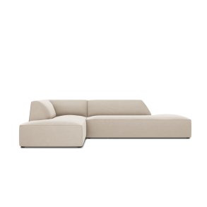 MICADONI Ruby hjrnesofa, venstre, 4 sder - beige fljl og sort plast