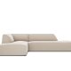 MICADONI Ruby hjrnesofa, venstre, 4 sder - beige fljl og sort plast