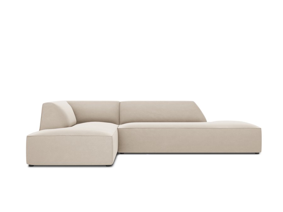 MICADONI Ruby hjrnesofa, venstre, 4 sder - beige fljl og sort plast