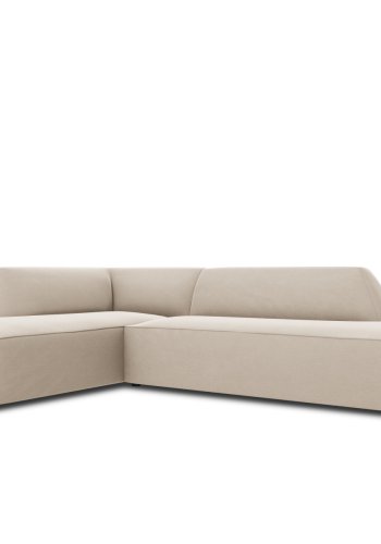 MICADONI Ruby hjrnesofa, venstre, 4 sder - beige fljl og sort plast