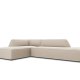 MICADONI Ruby hjrnesofa, venstre, 4 sder - beige fljl og sort plast