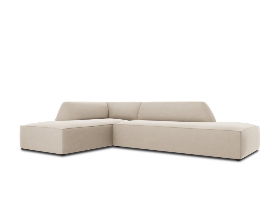 MICADONI Ruby hjrnesofa, venstre, 4 sder - beige fljl og sort plast
