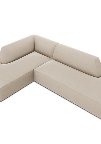 MICADONI Ruby hjrnesofa, venstre, 4 sder - beige fljl og sort plast