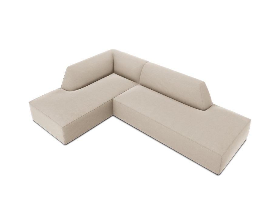MICADONI Ruby hjrnesofa, venstre, 4 sder - beige fljl og sort plast