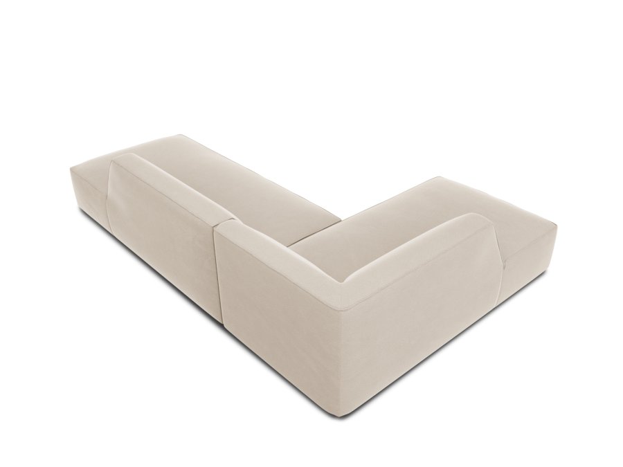 MICADONI Ruby hjrnesofa, venstre, 4 sder - beige fljl og sort plast